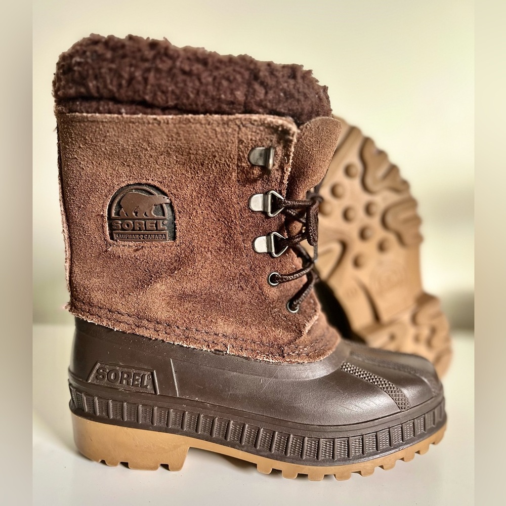 Sorel Boots Children’s Size 11 Leather Kaufman Shearling Mid Duck Snow Boots